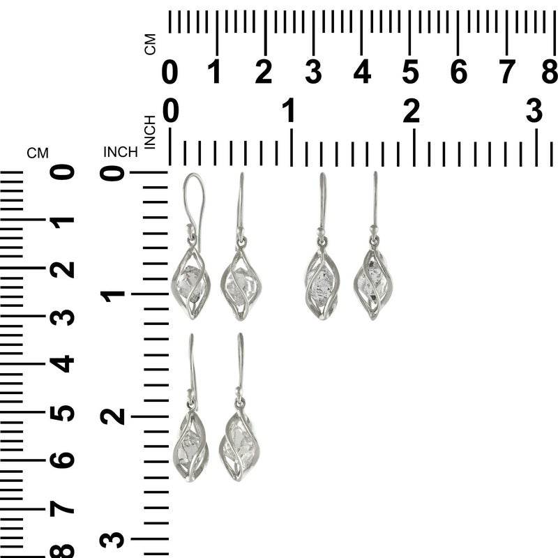 Starborn Sterling Silver cage set natural Herkimer Diamond Quartz Earrings - Image 3
